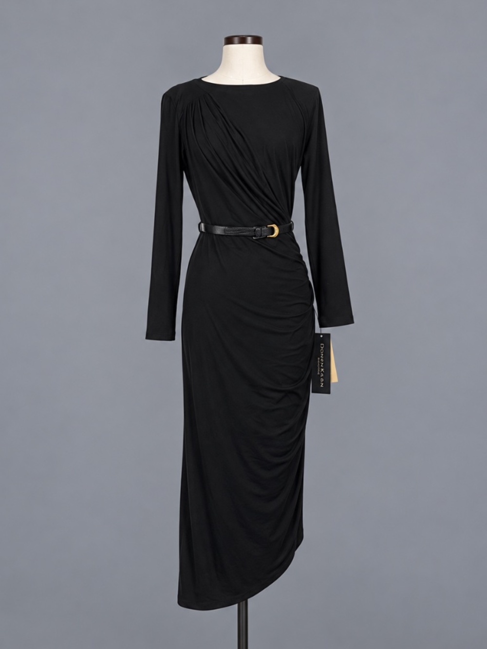 Donna Karan New York Black Draped Maxi Dress Size 2 NWT